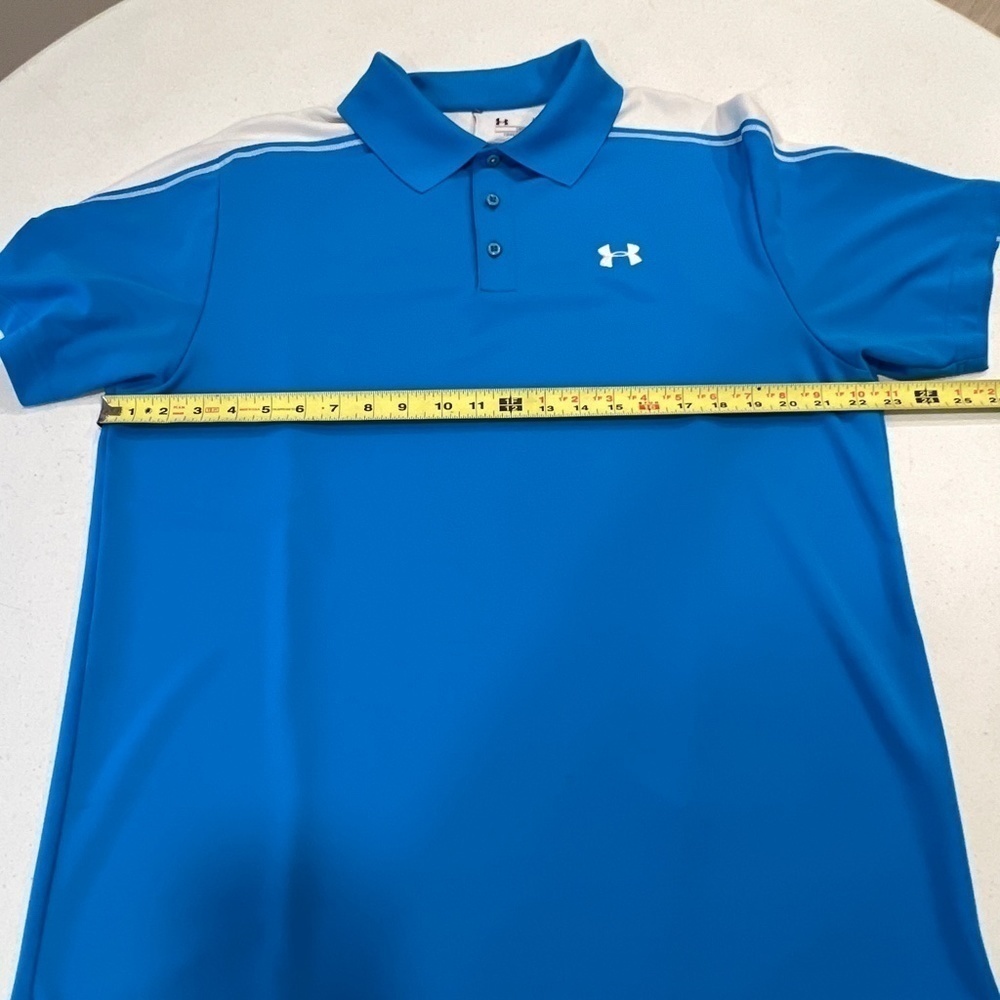 Under Armour Polo Shirt Men Large Royal Blue Loose Fit Heat Gear - Picture 5 of 6
